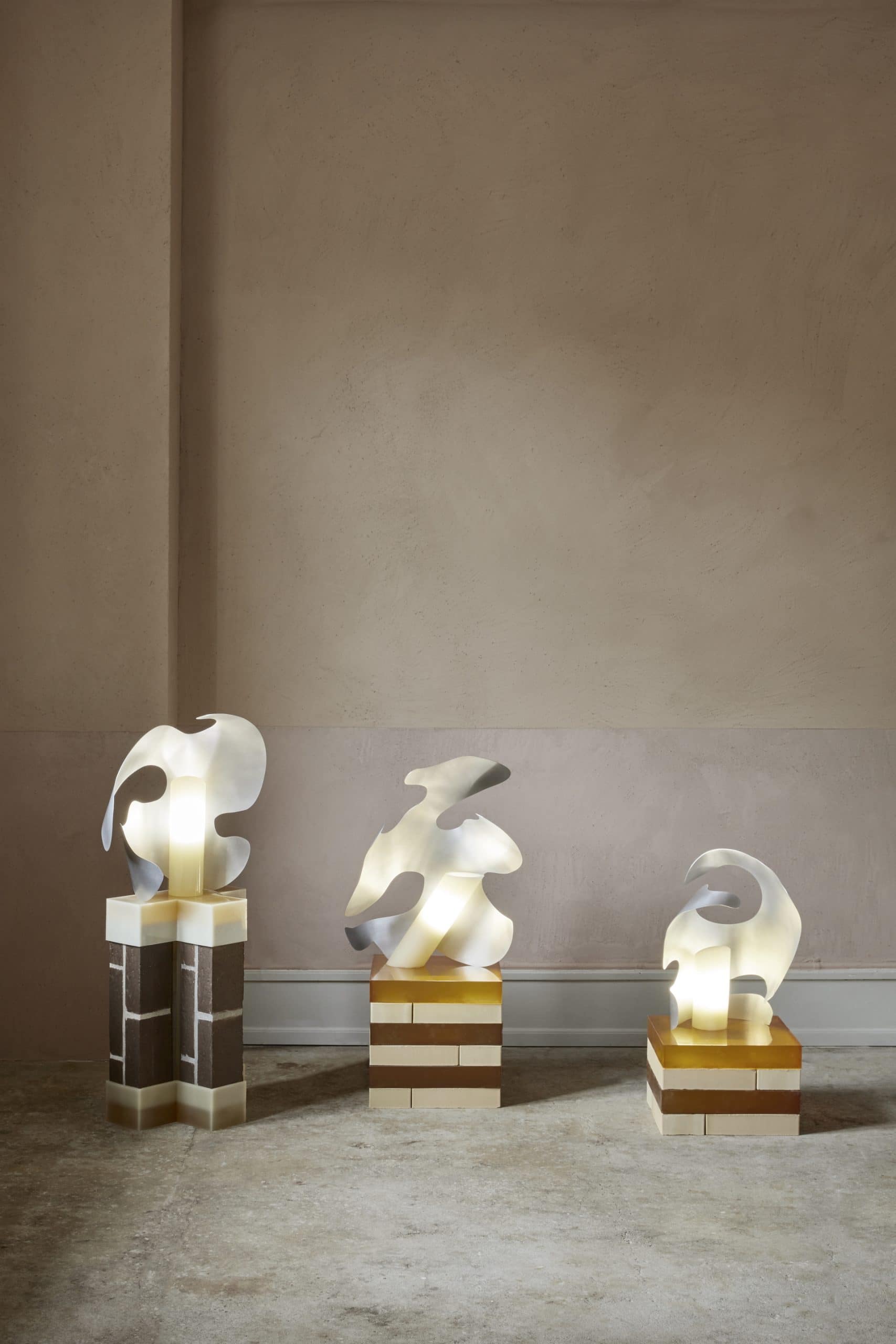 Matteo Brioni's fine-grained clay finishing plaster TerraVista Smooth Cannella and Cipria colors applied on walls for DAWN Three Days od Design exhibition, 2019, Copenhagen by Spatial Code and Linda Weimann