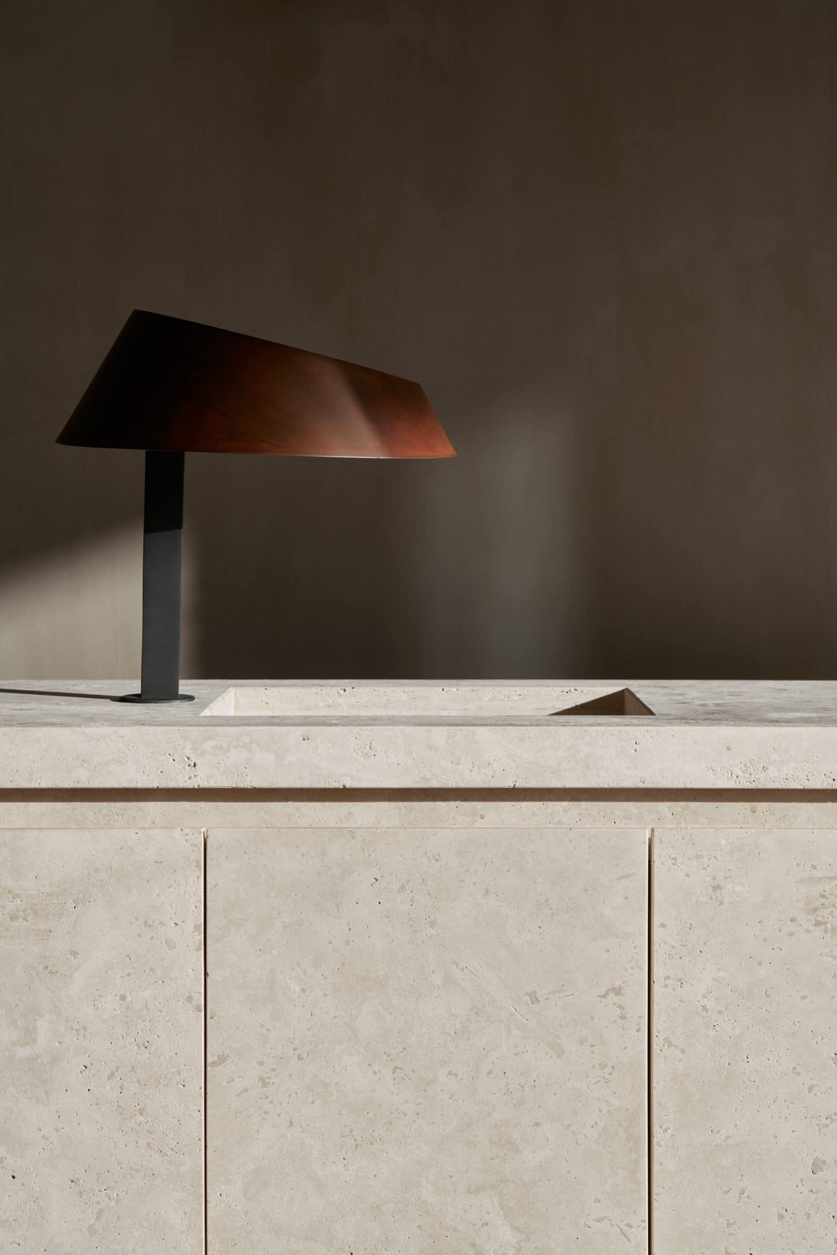 Clay finishing plaster TerraVista Wabi Panna (cream color) applied on walls in the Erth restaurant in Abu Dhabi, UAE, by Bone Studio, photo by Oculis Project