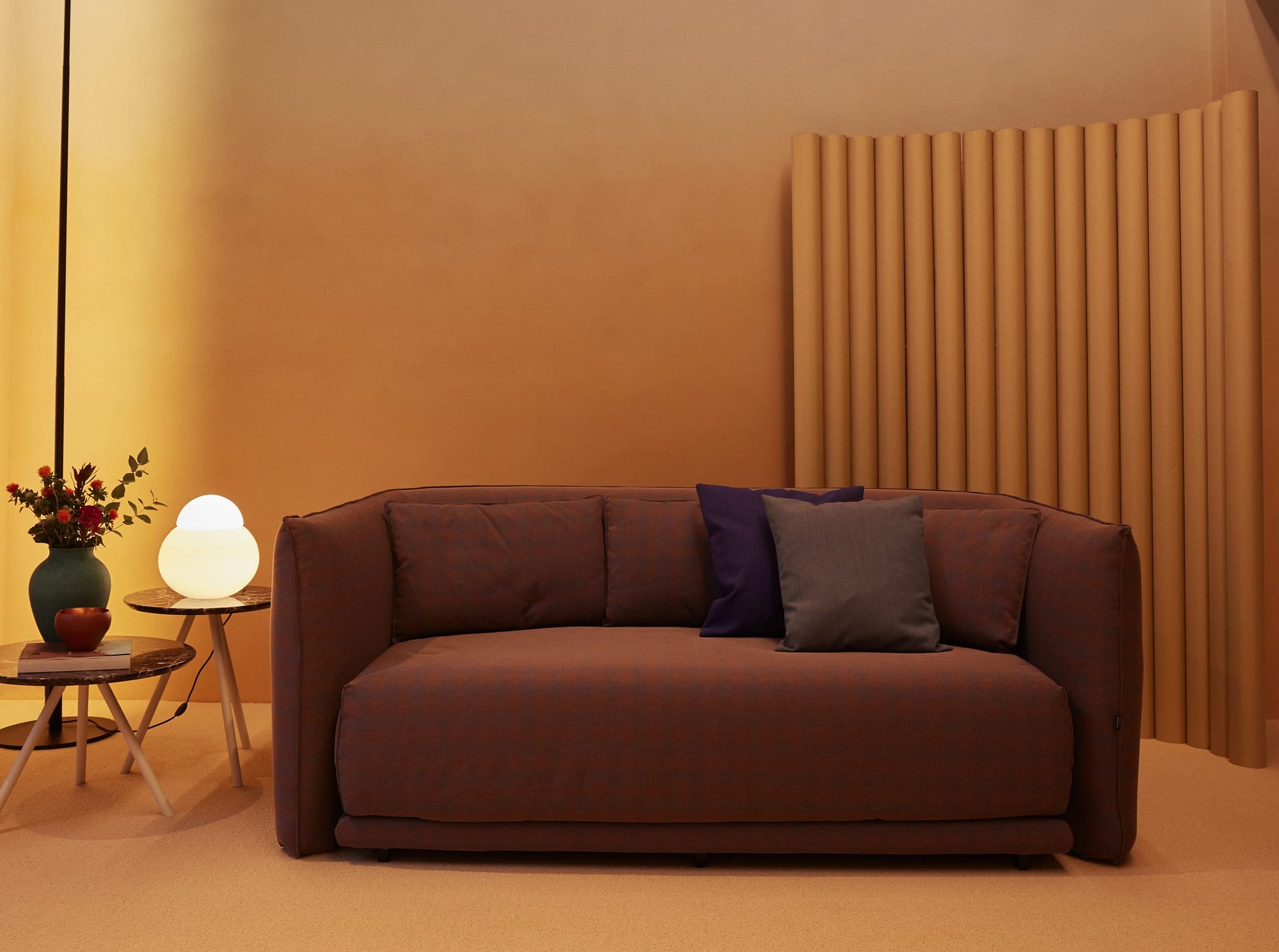 TerraSilk Smooth clay paint and TerraVista Plus Smooth reinforced raw earth finishing plaster, both custom color, for the BolzanSpace showroom in Milan. Project by Zanellato/Bortotto, Photography by Omar Sartor