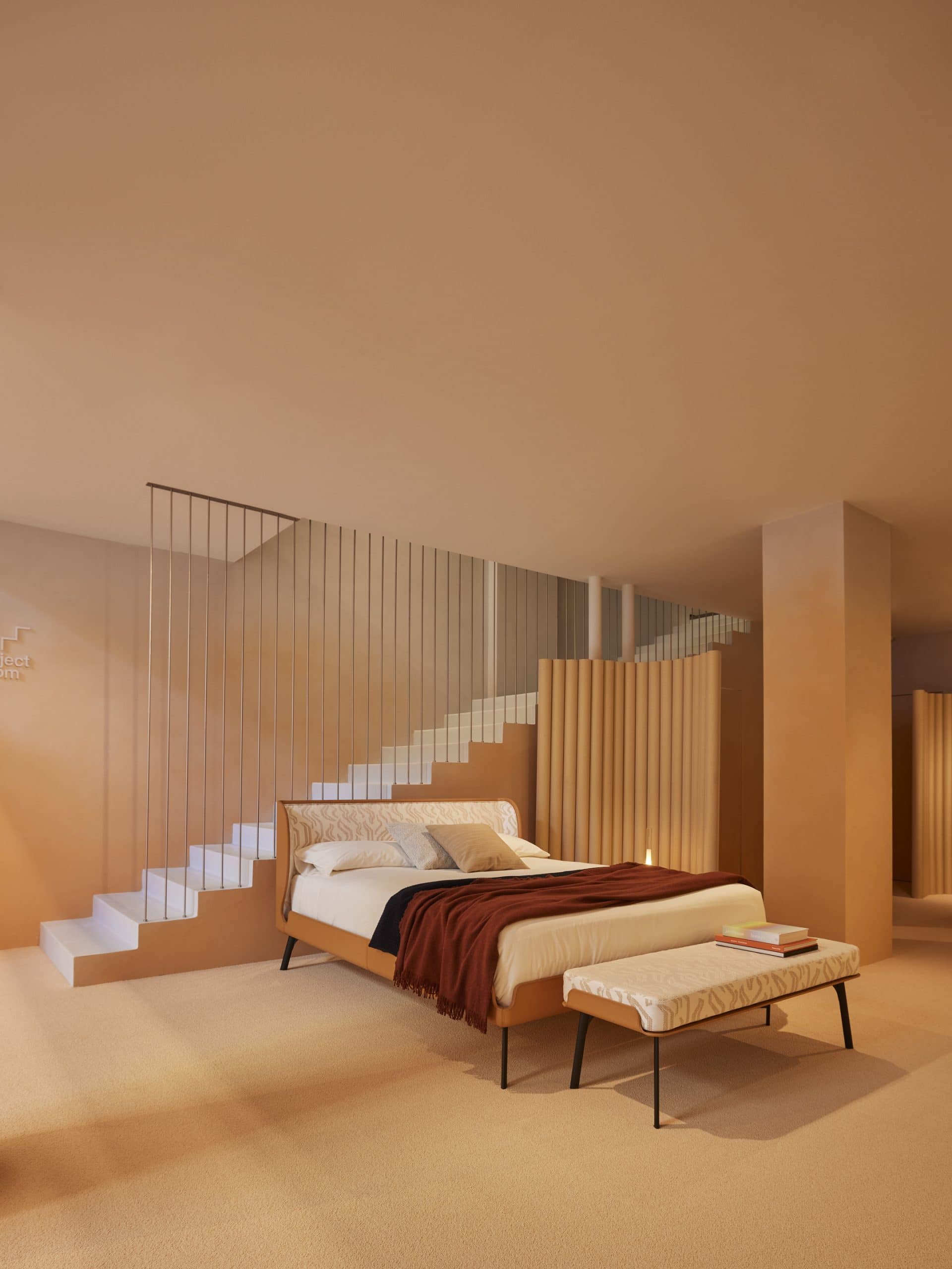 TerraSilk Smooth clay paint and TerraVista Plus Smooth reinforced raw earth finishing plaster, both custom color, for the BolzanSpace showroom in Milan. Project by Zanellato/Bortotto, Photography by Omar Sartor