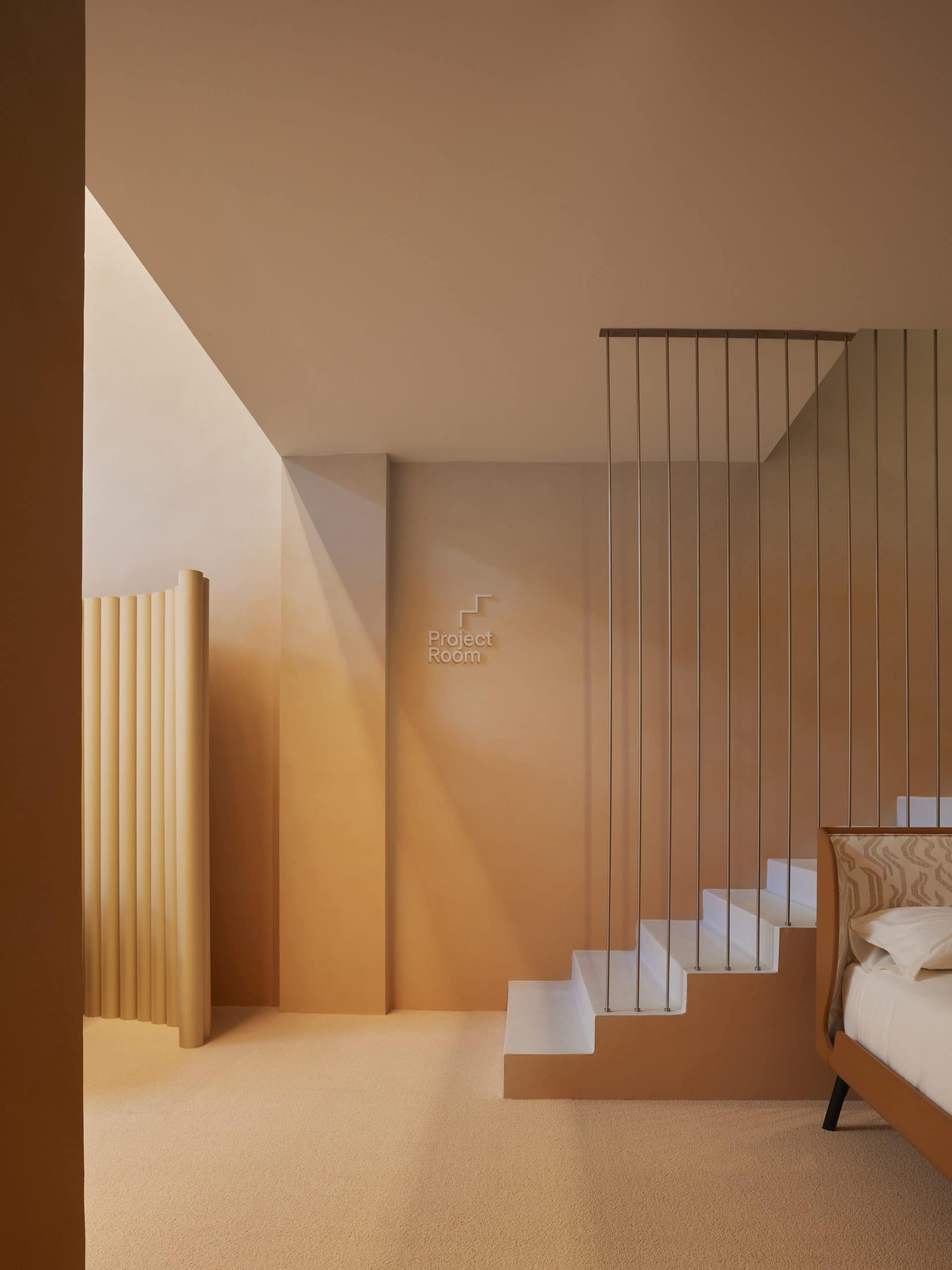 TerraSilk Smooth clay paint and TerraVista Plus Smooth reinforced raw earth finishing plaster, both custom color, for the BolzanSpace showroom in Milan. Project by Zanellato/Bortotto, Photography by Omar Sartor