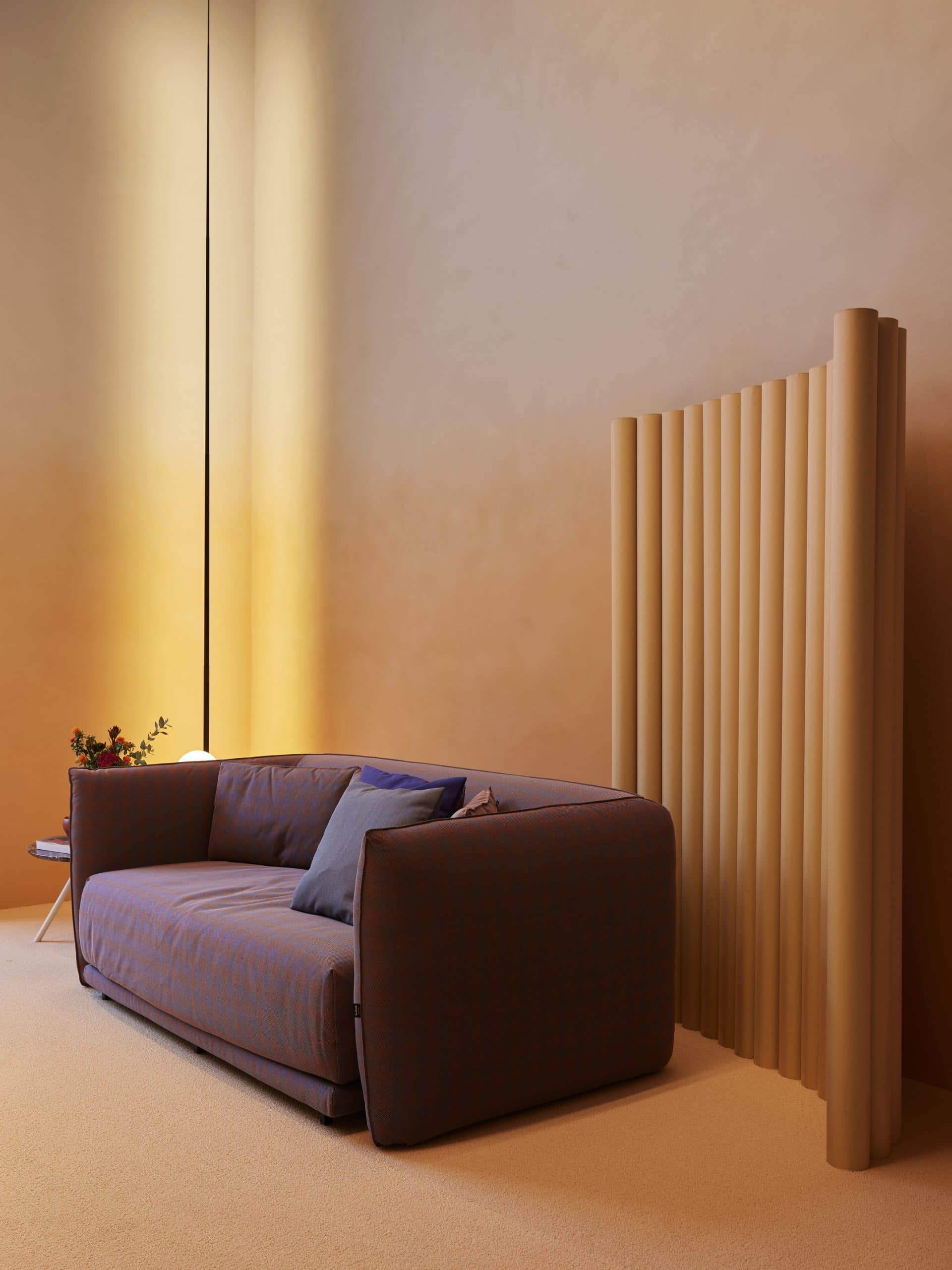 TerraSilk Smooth clay paint and TerraVista Plus Smooth reinforced raw earth finishing plaster, both custom color, for the BolzanSpace showroom in Milan. Project by Zanellato/Bortotto, Photography by Omar Sartor